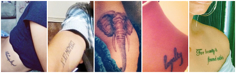 A collage of Tanita Strahan's Tattoos.