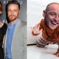 A collage of James McAvoy, Anne-Marie Duff, and their baby (unreal).