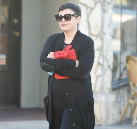 Pregnant Ginnifer Goodwin walking in LA while showing off her baby bump. 